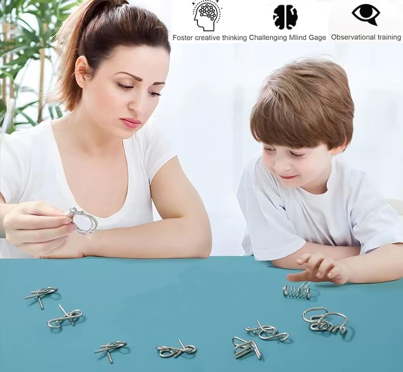 Brain Teaser Metal Wire Puzzle Set of 24 with Pouch