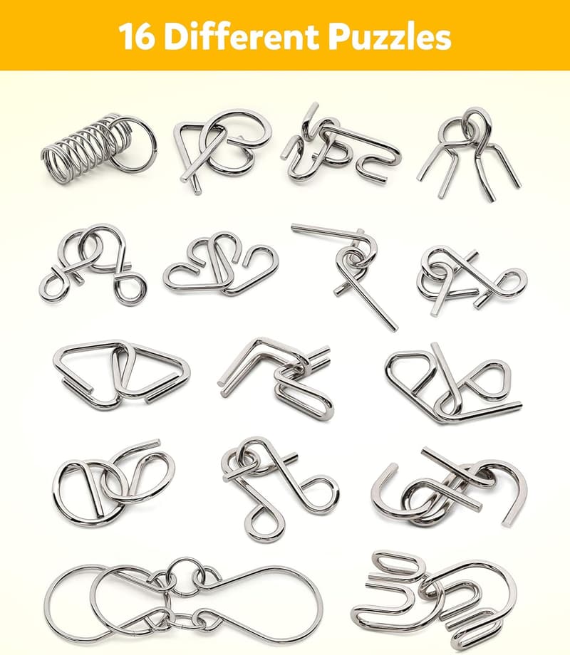 Brain Teaser Metal Wire Puzzle Set for Kids & Adults
