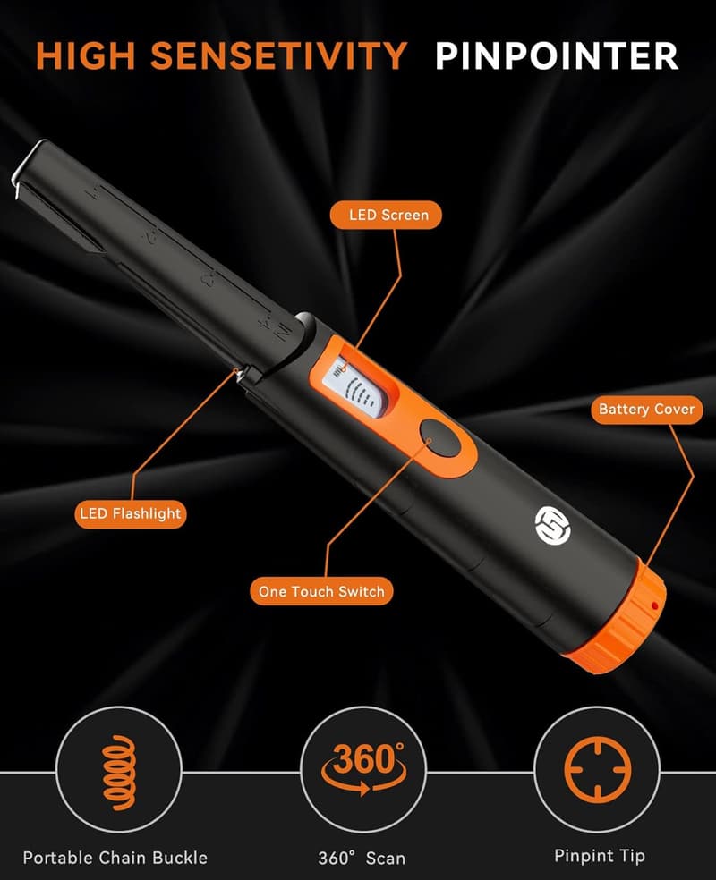 Waterproof Metal Detector Pinpointer with LCD Screen for Treasure Hunting