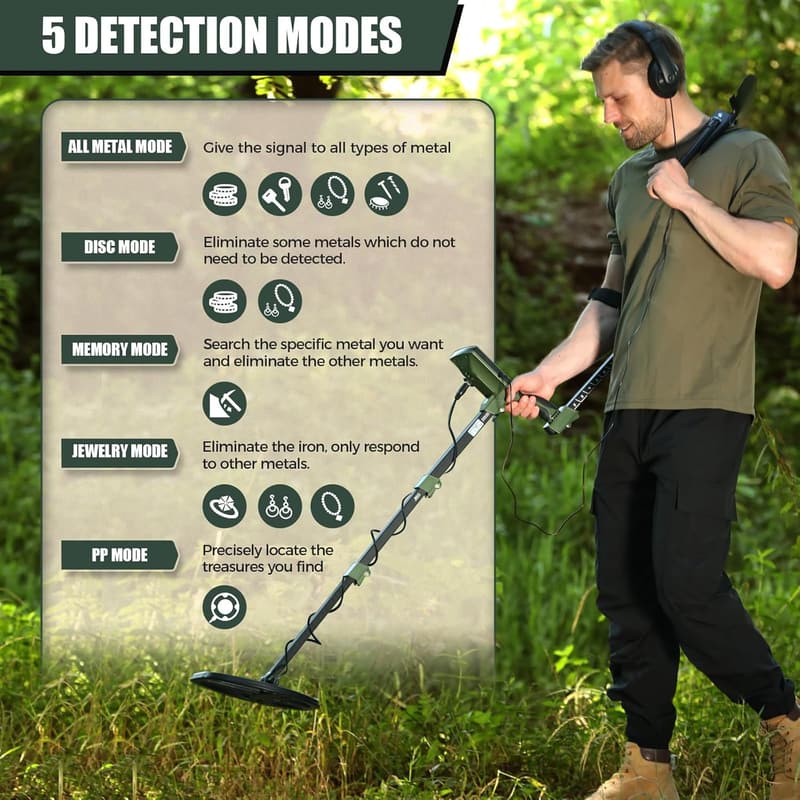 Advanced Waterproof Metal Detector with LCD, 5 Modes for Gold Hunting