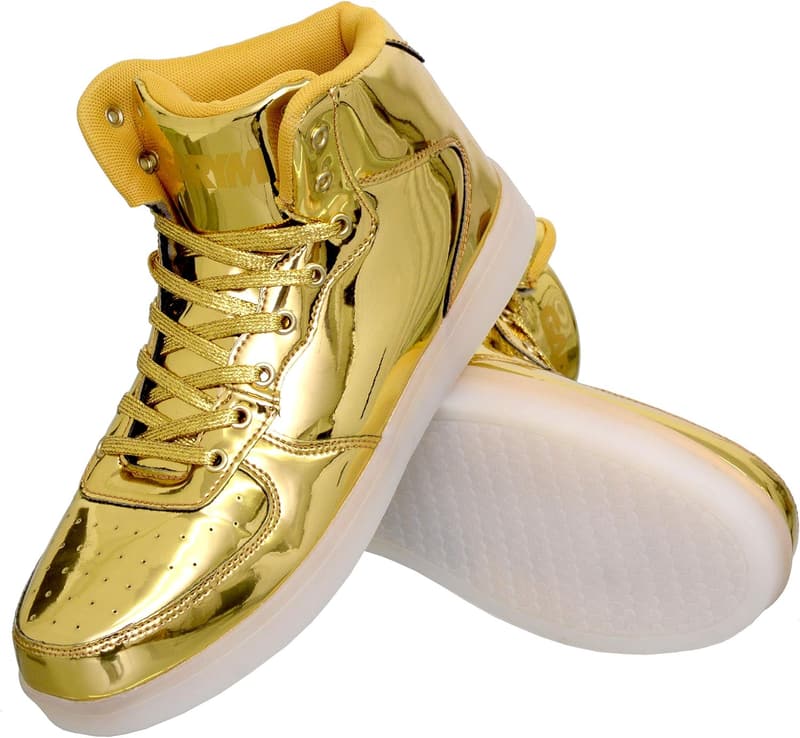 Men's Shiny Liquid Metallic High Top Casual Sneakers
