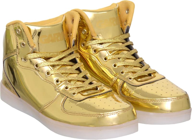 Men's Shiny Liquid Metallic High Top Casual Sneakers