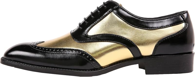 Men's Two-Tone Metallic Wingtip Oxford Dress Shoes