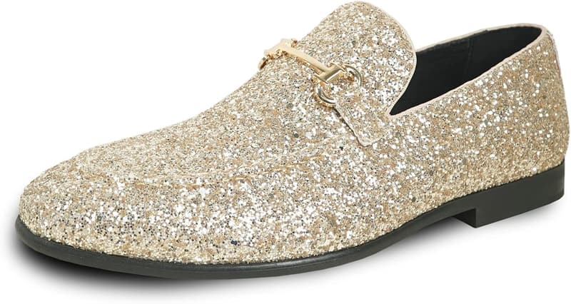 Men's Metallic Glitter Cap Toe Loafers for Weddings and Proms