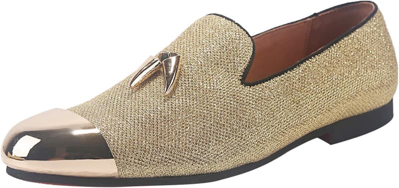 Men's Leather Loafers with Gold Tassel & Cap Toe for Weddings