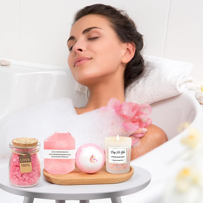 Birthday Spa Gift Basket Set for Women, Self-Care Essentials
