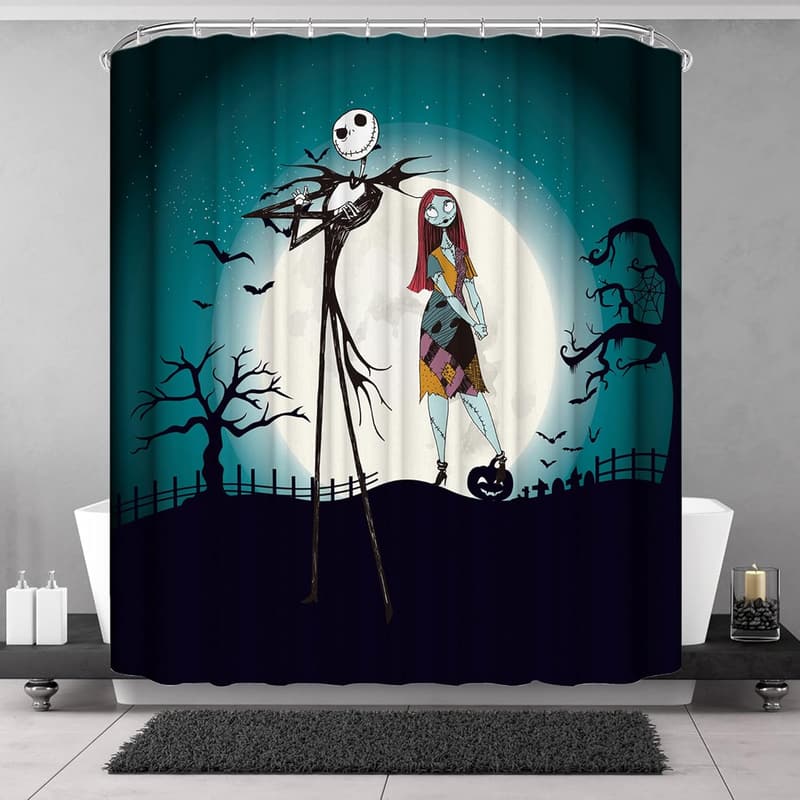 Halloween-Themed Kids Bathroom Shower Curtain, Waterproof 71x71 inch