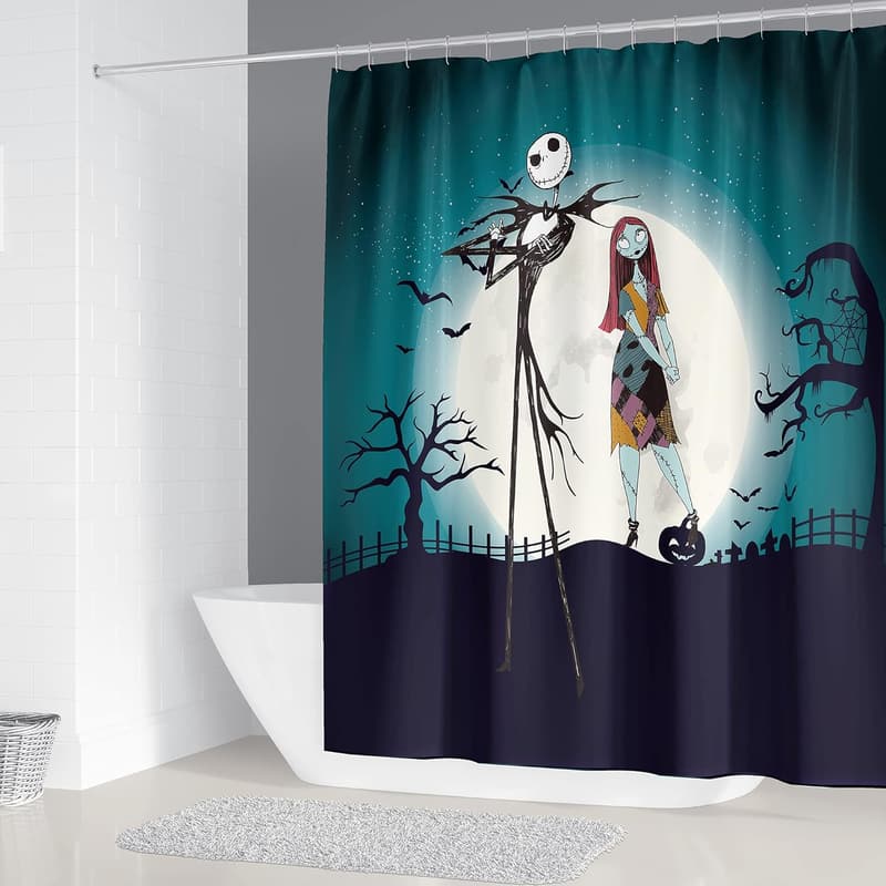 Halloween-Themed Kids Bathroom Shower Curtain, Waterproof 71x71 inch