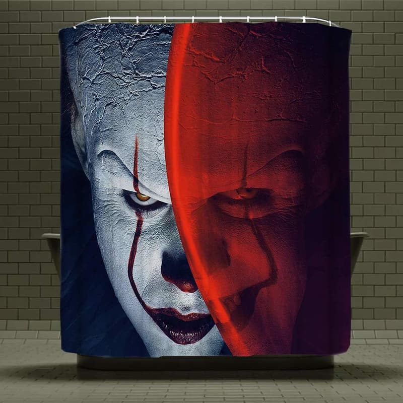 Halloween Pennywise Shower Curtain Set – Polyester Bathroom Décor 72x72