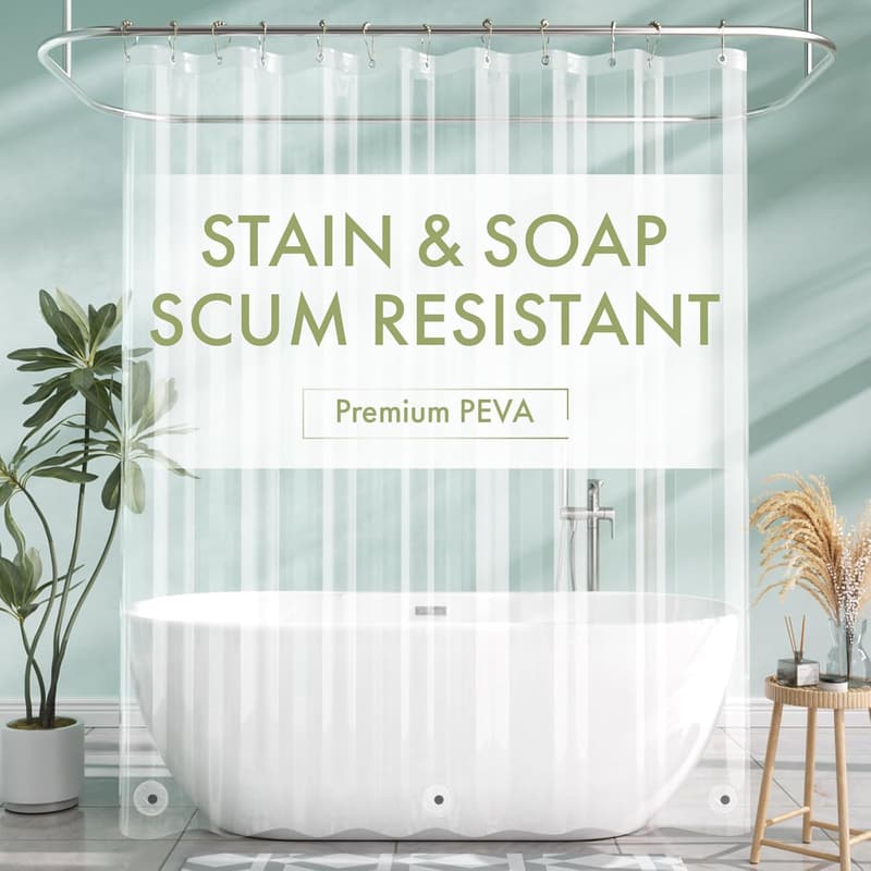 Waterproof 72x72 Clear Shower Curtain Liner with Magnets