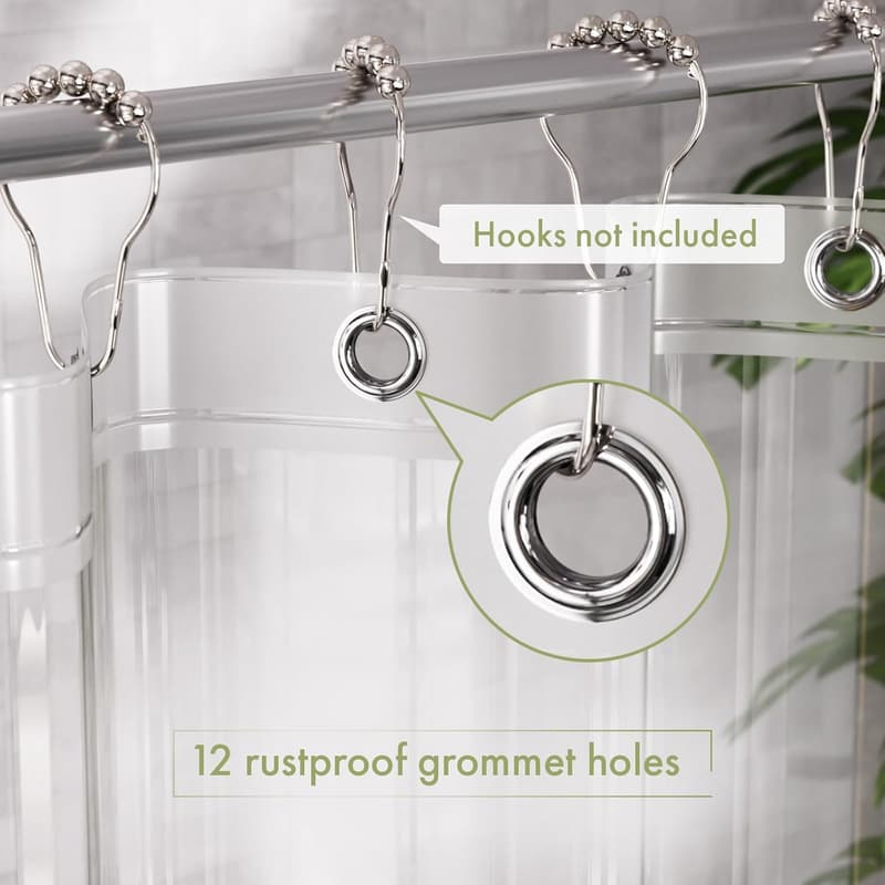 Waterproof 72x72 Clear Shower Curtain Liner with Magnets