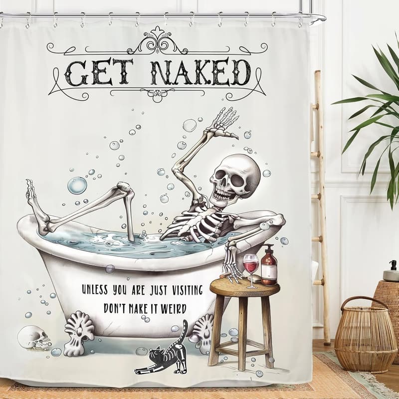 Vintage Skull Shower Curtain Set - Waterproof 60x71 Inches