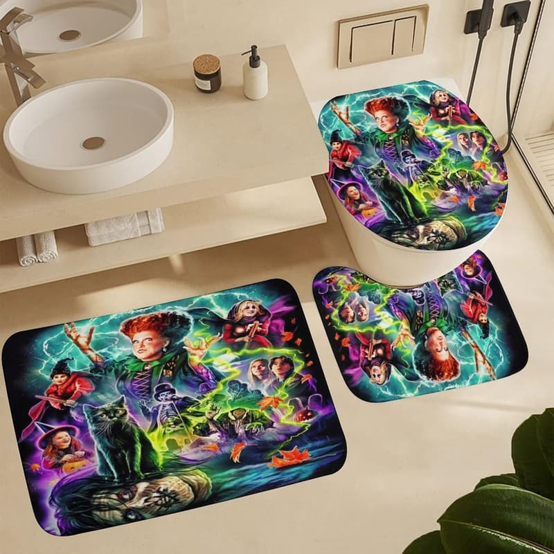 Hocus Pocus Halloween Shower Curtain Set with 12 Hooks