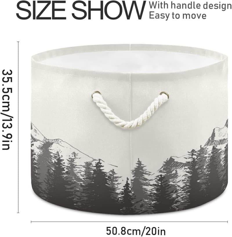 Mountain Forest Cotton Rope Storage Basket for Baby Laundry