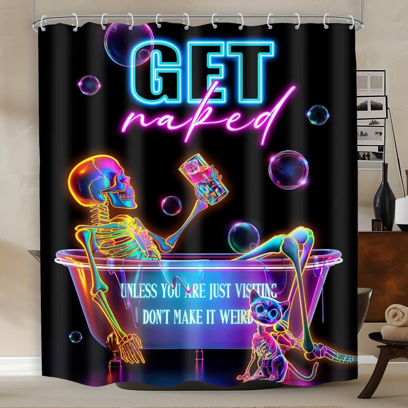 Gothic Skull Shower Curtain - Unique Halloween Decor, Polyester