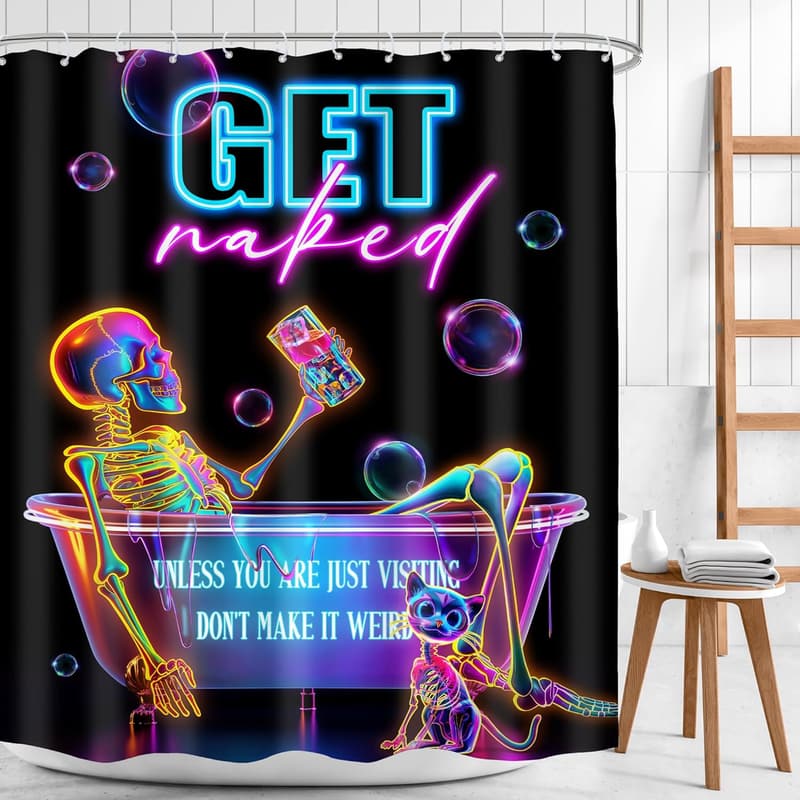 Gothic Skull Shower Curtain - Unique Halloween Decor, Polyester
