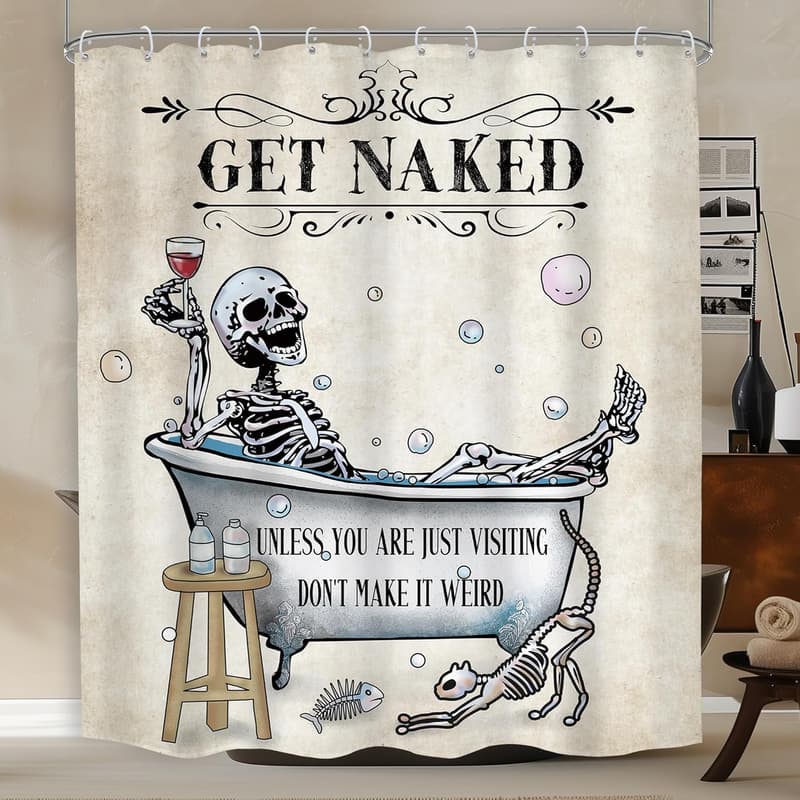 Gothic Skull Shower Curtain - Spooky Halloween Bathroom Decor