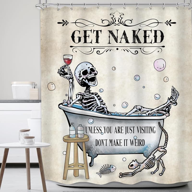 Gothic Skull Shower Curtain - Spooky Halloween Bathroom Decor