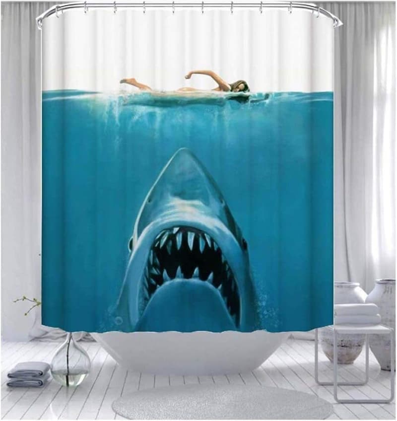 Ocean-Themed Waterproof Shower Curtain with Hooks, 71x71 inches