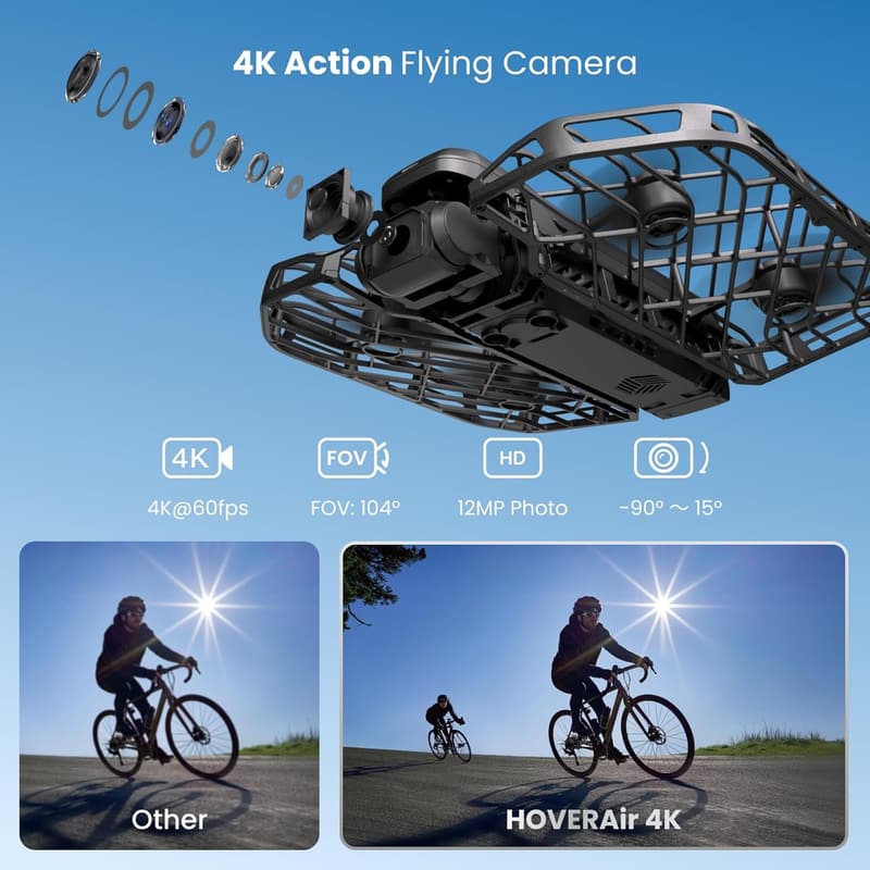 Foldable 4K Drone with 42 KM/H Follow Speed & 10+ Flight Modes