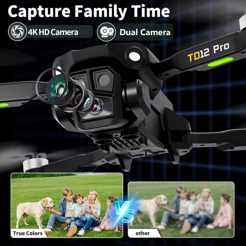TD12Pro 4K HD Foldable Drone for Adults - Beginner-Friendly RC