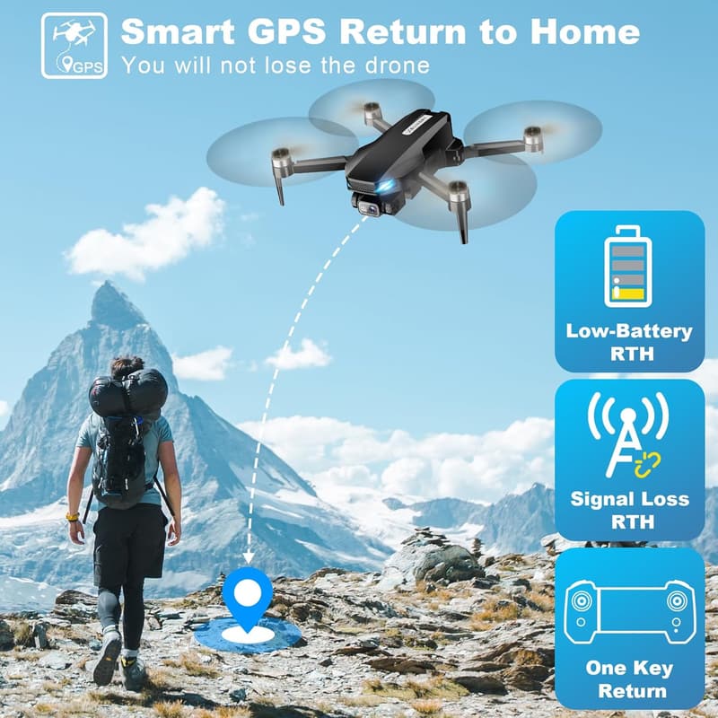 2K HD GPS Drone with Camera for Adults, Foldable Quadcopter