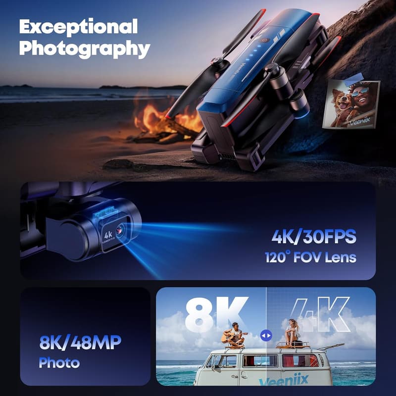 V11PRO 8K Camera Drone with 80min Flight Time & 6KM Range
