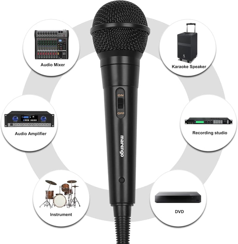 Dynamic Handheld Microphone with 13ft Cable and On/Off Switch