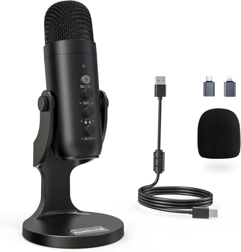 Plug & Play USB Condenser Microphone for Gaming & Podcasting