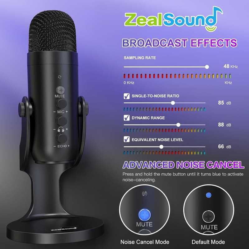 Plug & Play USB Condenser Microphone for Gaming & Podcasting