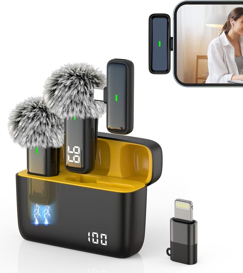 Wireless Lavalier Microphone for iPhone & Android - Noise Reduction