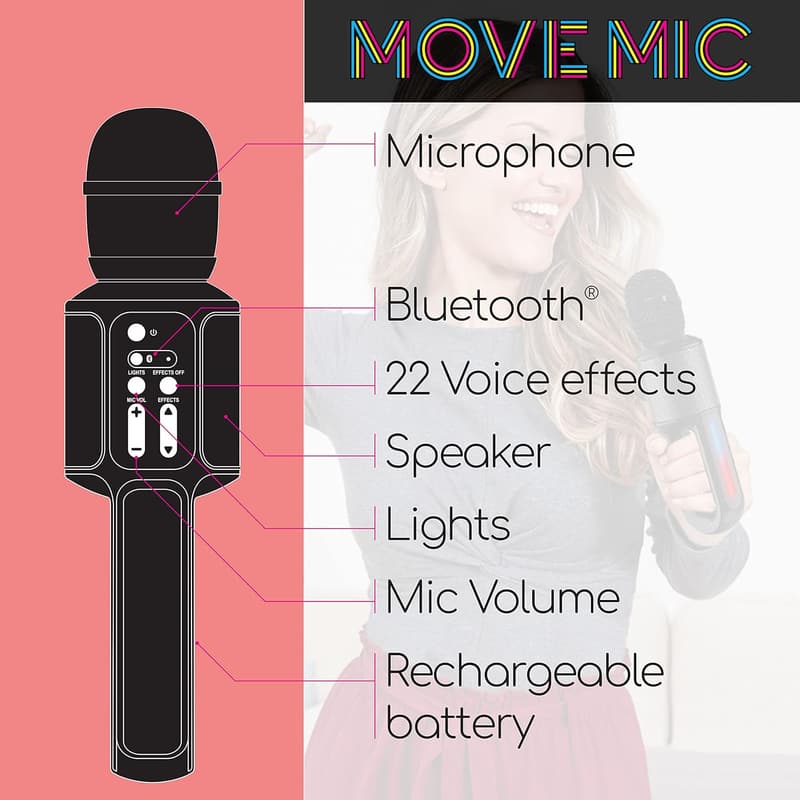 Portable Bluetooth Karaoke Microphone with Lights & Vocal Effects