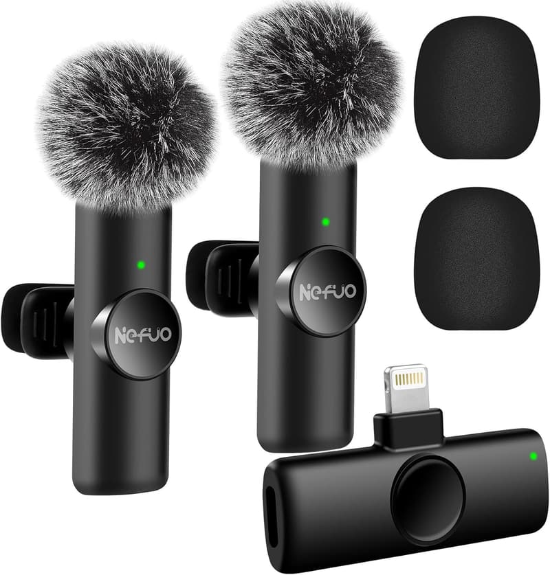 Wireless Lavalier Microphone 2-Pack for iPhone & iPad