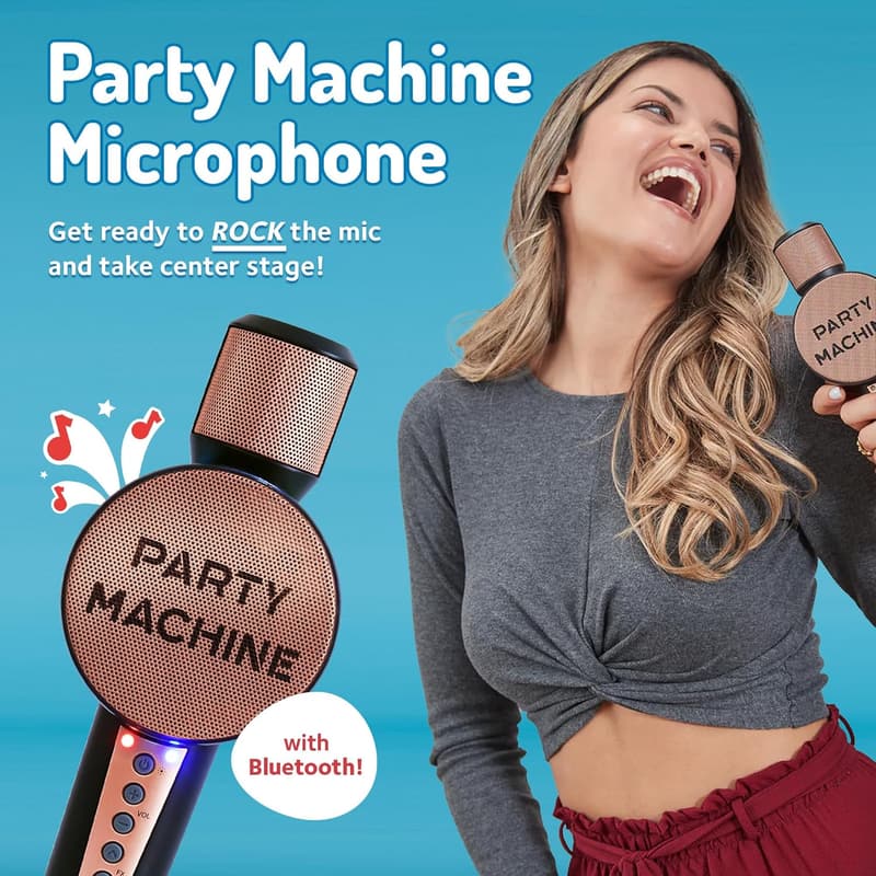 Wireless Karaoke Microphone with Speaker & Voice Changer - Rose Gold