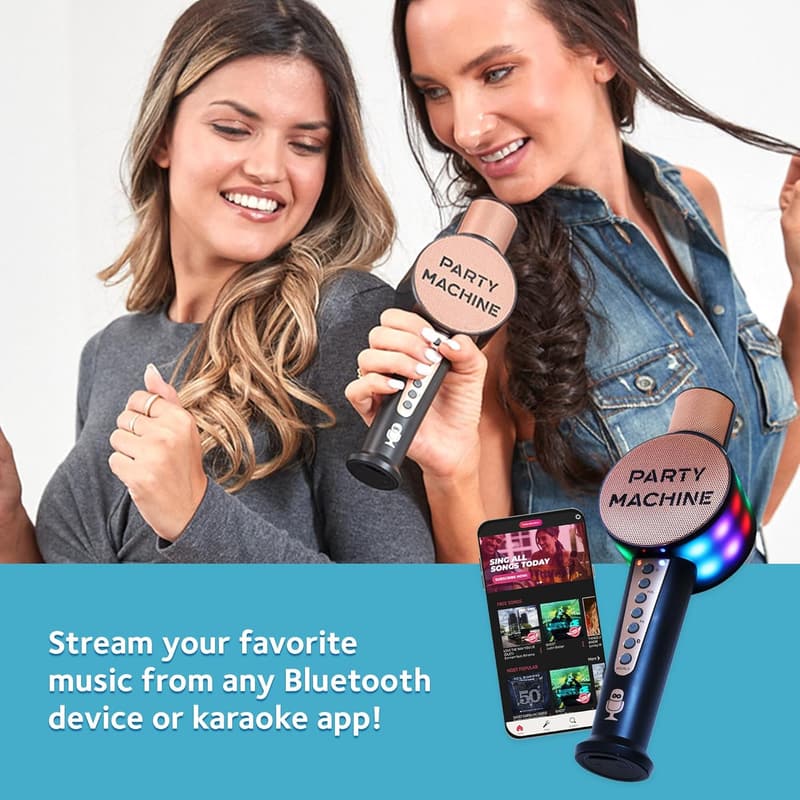 Wireless Karaoke Microphone with Speaker & Voice Changer - Rose Gold