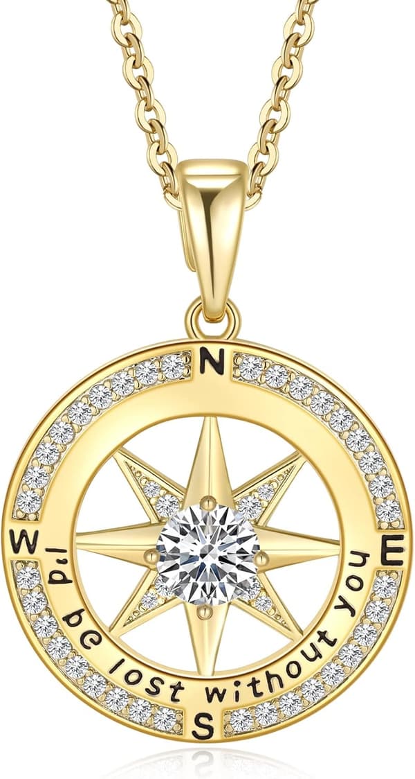 I'd Be Lost Without You Compass Necklace for Women - 18k Gold Filled