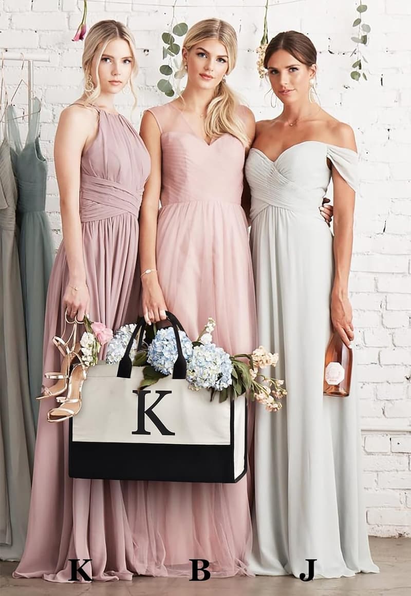 Personalized Initial Canvas Tote Bag for Women