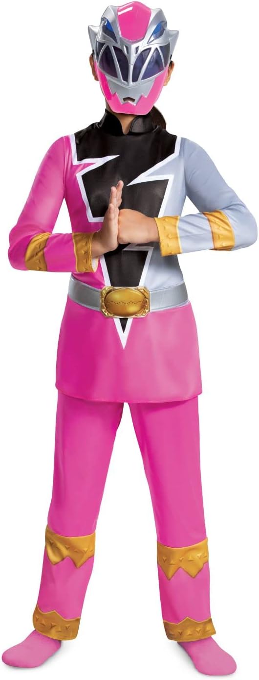 Girls' Pink Power Ranger Costume with Mask - Official Dino Fury
