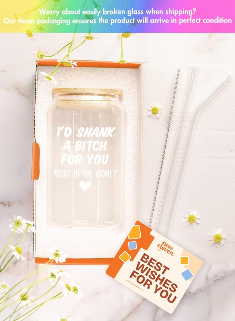 Funny Friendship Coffee Glass - Unique 16 oz Gift for Her