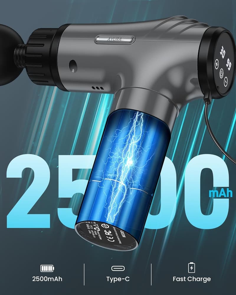 Deep Tissue Massage Gun with 30 Speeds & 6 Attachments