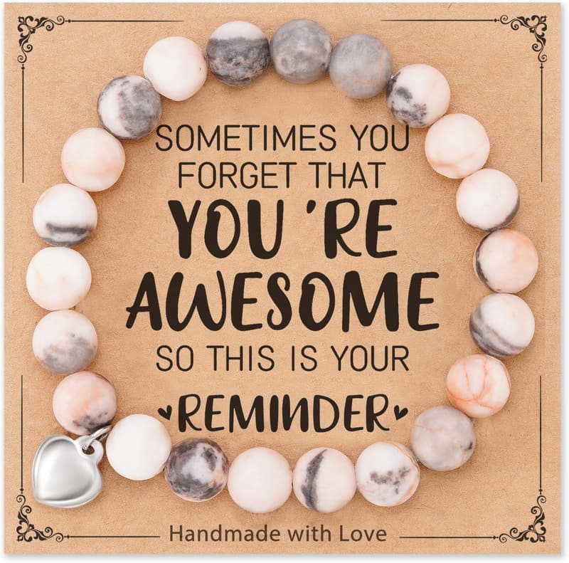 Inspiring Natural Stone Bracelet for Women with Reminder Quote Card