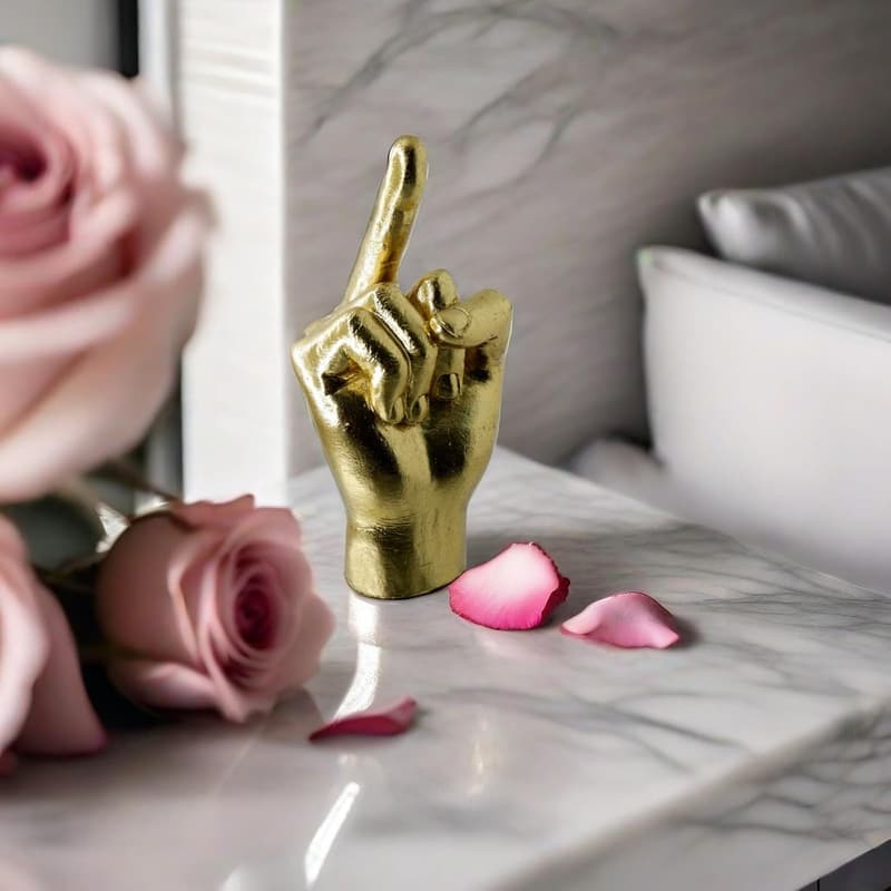 Gold Resin Gesture Hand Sculpture - Classic Home Decor