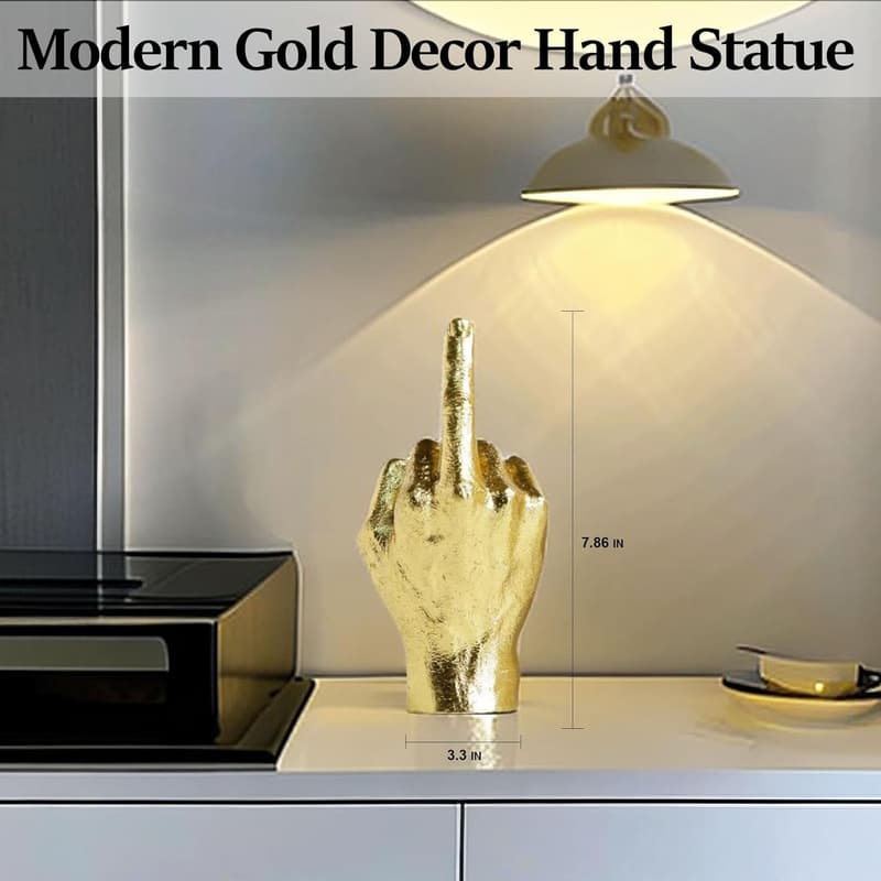 Gold Resin Gesture Hand Sculpture - Classic Home Decor