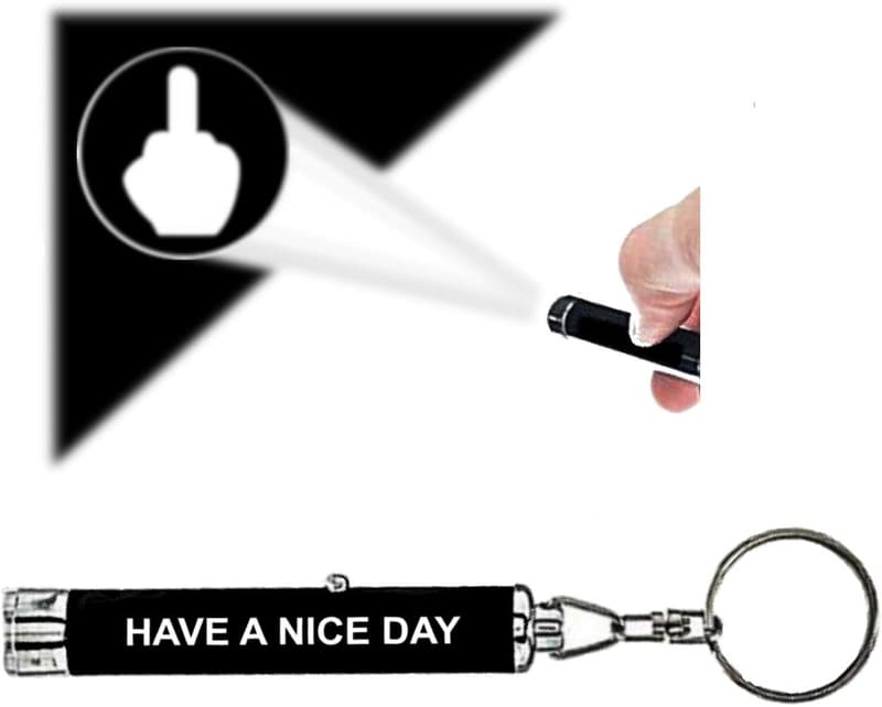 Humorous LED Keychain Light - Middle Finger Projector