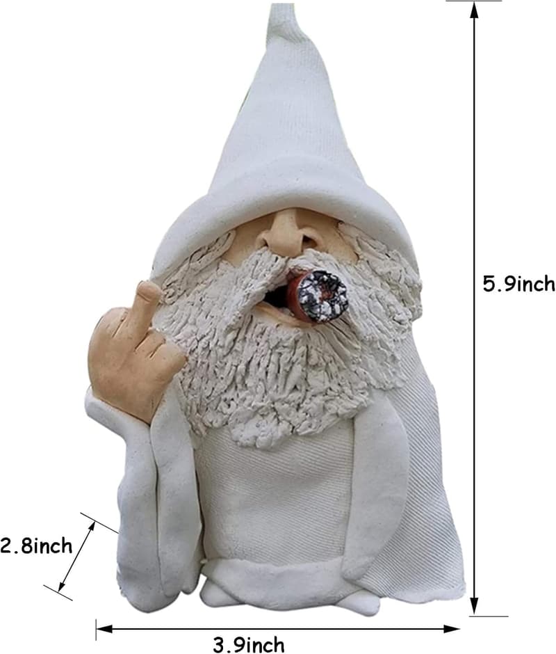 Outdoor Polyresin Middle Finger Gnome Statue for Garden Décor