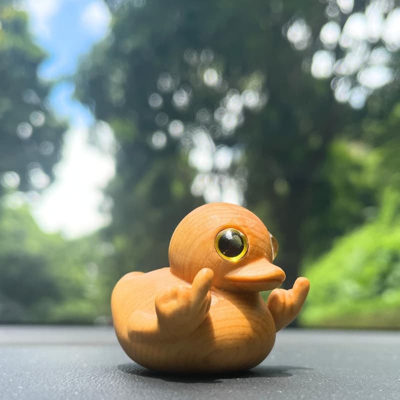 Funny Handmade Wooden Middle Finger Duck Figurine for Home Décor