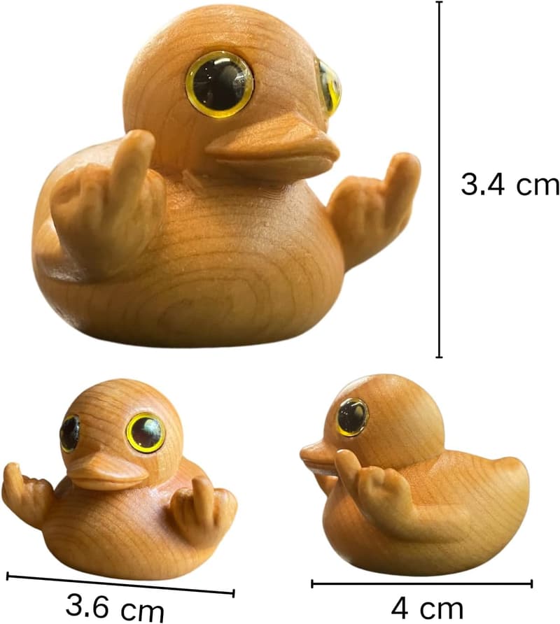 Funny Handmade Wooden Middle Finger Duck Figurine for Home Décor