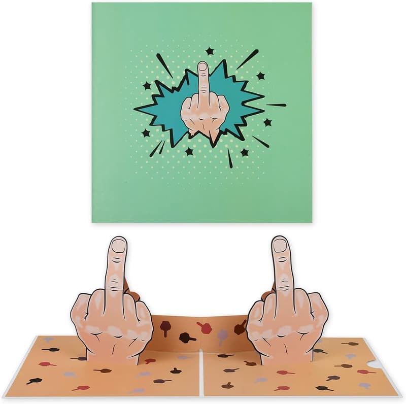 Funny Middle Finger Pop-Up Birthday Card for Adults