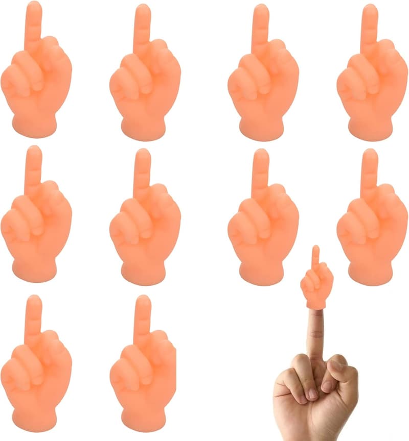 Cute Mini Hand Puppets - 10 Pcs Rubber Finger Sign Set
