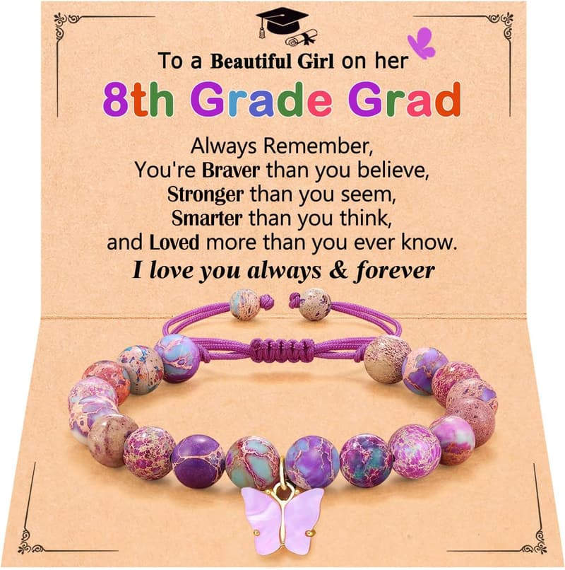 Butterfly Bracelet with Natural Stones for Graduation Gifts